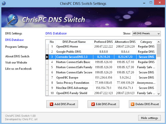ChrisPC DNS Switch( DNS修改切换器)1.0 官方
