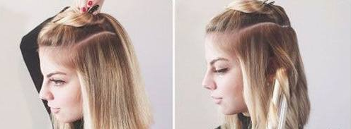 1,首先将头发分层,多余的部分固定在头顶,选取最下面的头发用卷发棒图片