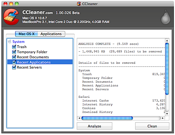 CCleaner for Mac1.11 ٷ