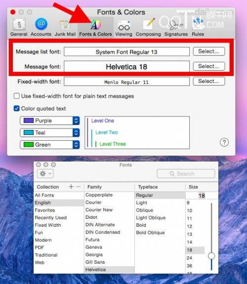怎么更改Mac中的邮件字体大小